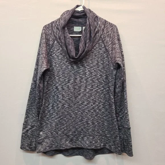 Athleta Tops Athleta Sweatshirt Womens Medium Tranquility Pullover Gray Space Dye Cowl Neck Poshmark
